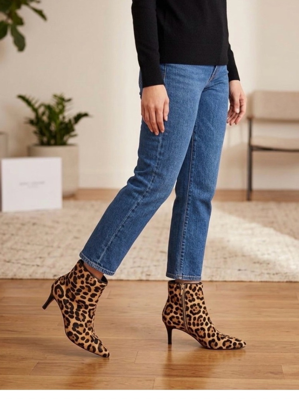 Nine West Sheeba Leopard Kitten Heel Ankle Booties, NIB 9.5
